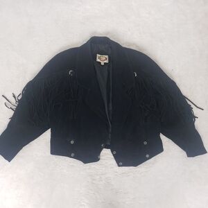 Vintage Rock Creek Womens Leather Fringe Jacket